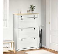 vidaXL Mobile per scarpe Corona Bianco 99 x 32 x 138 cm Pino massello