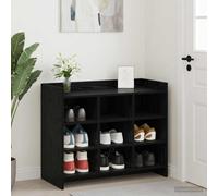 vidaXL Scarpiera con deposito in rovere nero, 85 x 39,5 x 70 cm, armadio per scarpe moderno, portaoggetti compatto per la sala, organizer per ingresso, facile da pulire, design efficace