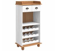 vidaXL Mobile per vino ASKIM Bianco con Top al Miele 57 x 37 x 114 cm