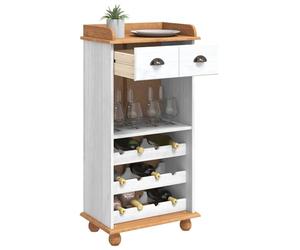 vidaXL Mobile per vino ASKIM Bianco con Top al Miele 57 x 37 x 114 cm | Aspetto moderno e raffinato che illumina il tuo spazio, Ottimo per sale da pranzo o cucine,
