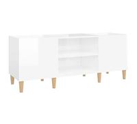 vidaXL Mobile Porta Dischi Bianco Lucido 121x38x48cm Legno Multistrato