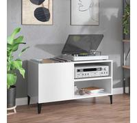 vidaXL Mobile Porta Dischi Bianco Lucido 84,5x38x48 Legno Multistrato