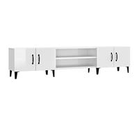 vidaXL Mobile Porta TV Bianco Lucido 180x31,5x40 cm Legno Multistrato, mobiletto, mobiletto HiFi, Mobile per dispositivi multimediali, Supporto TV