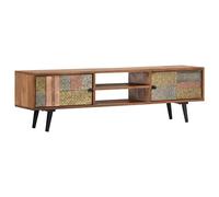 vidaXL Mobile Porta TV con Cassetti e Vano Portaoggetti Vintage Mobile Basso Consolle Dispositivi Multimediali 140x30x40 cm Legno Massello di Acacia