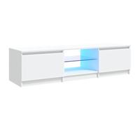 vidaXL Mobile porta TV con luci LED, Bianco, 140x40x36 cm, Legno ingegnerizzato e vetro temperato, Supporto per TV fino a 60", Mobile basso con ripiani, Arredo soggiorno moderno
