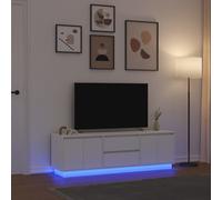 vidaXL Mobile Porta TV con Luci LED Bianco 160,5x41x50 cm, Mobile TV, credenza TV, Armadio Hi-Fi, banco TV, Mobile Porta TV, Mobile multimediale