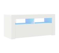 vidaXL Mobile Porta TV con luci LED, Bianco, 90x35x40 cm, Legno ingegnerizzato, Supporto per TV Fino a 40", Mobile Basso con Ripiani, Consolle Moderna per Soggiorno