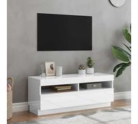 vidaXL Mobile Porta TV con Luci LED Bianco Lucido 100x35x40 cm