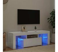 vidaXL Mobile Porta TV con Luci LED Bianco Lucido 120x35x40 cm