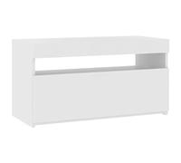 vidaXL Mobile Porta TV con Luci LED Bianco Lucido 75x35x40 cm