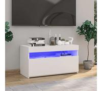 vidaXL Mobile Porta TV con Luci LED Bianco Lucido 75x35x40 cm