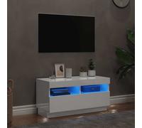 vidaXL Mobile Porta TV con Luci LED Bianco Lucido 80x35x40 cm