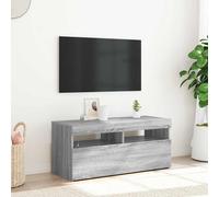 vidaXL Mobile Porta TV con Luci LED Grigio Sonoma 90x35x40 cm