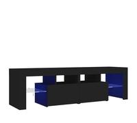 vidaXL Mobile Porta TV con luci LED, Nero, 140x36.5x40 cm, Legno ingegnerizzato, Supporto per TV Fino a 60", Mobile Basso con Ripiani, Consolle Moderna per Soggiorno