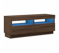 vidaXL Mobile Porta TV con Luci LED Rovere Marrone 100x35x40 cm