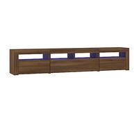 vidaXL Mobile Porta TV con Luci LED Rovere Marrone 210x35x40 cm