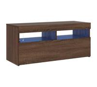 vidaXL Mobile Porta TV con Luci LED Rovere Marrone 90x35x40 cm