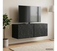 vidaXL Mobile TV da parete, 59,5 x 31 cm, nero, in legno di ingegneria, contenitore per soggiorno, armadio vintage, console rettangolare, soluzione compatta per l'intrattenimento a casa