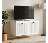 vidaXL Mobile Porta TV da Muro Bianco 59,5 x 31 x 30 cm, Mobile TV rettangolare per soggiorno moderno, con spazio adeguato, organizer compatto per la casa