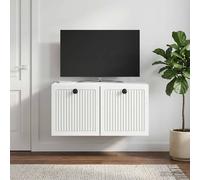 vidaXL Mobile Porta TV da Muro Bianco 59,5 x 41 x 30 cm, Mobile TV rettangolare per soggiorno moderno, con spazio adeguato, organizer compatto per la casa