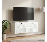 vidaXL Mobile Porta TV da Muro Bianco 78,5 x 31 x 30 cm, Stoccaggio Moderno per Il Salotto, Design Rettangolare, mensole da Parete, Console per Media, unità intrattenimento Ampia