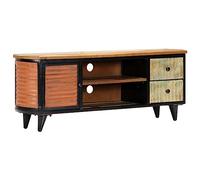 vidaXL Mobile Porta TV in Massello di Recupero Industriale con Cassetti Vani Aperti e Ante Armadietto Multimediale Telaio in Ferro 120x30x45 cm