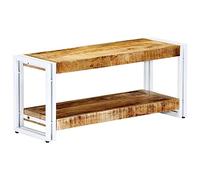 vidaXL Mobile Porta TV Industriale Semplice Robusto con Scaffale Armadietto Mediale Gambe in Ferro Lucidato 90x30x40 cm Legno Massello di Mango