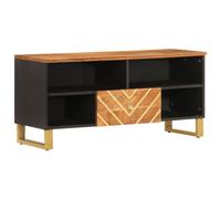 vidaXL Mobile porta TV in legno di mango Marrone e Nero 100x33,5x46 cm