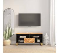 vidaXL Mobile Porta TV Marrone e Nero 100x33,5x46 cm in Legno di Mango