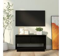 vidaXL Mobile Porta TV Nero 74x34x40 cm in Legno Massello di Pino
