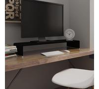 vidaXL Mobile/Rialzo Porta TV in Vetro Nero 100x30x13 cm