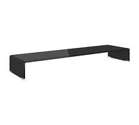 vidaXL Mobile/Rialzo Porta TV in Vetro Nero 110x30x13 cm