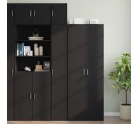 vidaXL Mobile Sottile Nero 30x42,5x225 cm in Truciolato, Mobile da Bagno, portaoggetti da Bagno, Mobile di conservazione, unità da Bagno