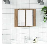 vidaXL - Armadietto da bagno a specchio LED con cornice in rovere artigianale, luci LED personalizzabili e vani portaoggetti, 60x12x45cm