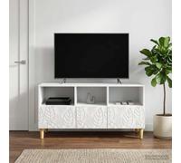 vidaXL Mobile TV 102 x 34,5 x 50 cm Bianco Legno ingegnerizzato, Mobile TV vintage elegante, centro intrattenimento spazioso, supporto multimediale rettangolare, soluzione salvaspazio