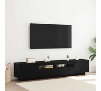 Set Mobile TV Elegante in Rovere Nero con Connettività USB | Design Moderno con Ampio Spazio di Archiviazione e Porte Scorrevoli | Mobili per Intrattenimento per il Soggiorno | Unità Multimediale | M
