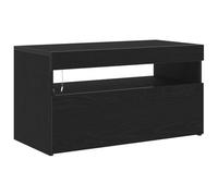 vidaXL Mobile TV 75 x 35 x 40 cm Rovere Nero Legno ingegnerizzato | Aspetto chic in rovere nero, Pratico porta USB integrato, Mensola flottante per aggiungere stile e spazio