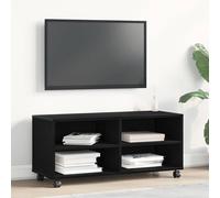 vidaXL Centro di Intrattenimento Moderno in Rovere Nero con Ampio Spazio di Stoccaggio per Soggiorno e Camera | Due Mensole per Esposizione Media con Finitura Liscia e Design Elegante unità Console S