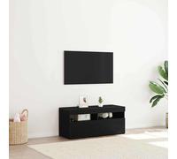 vidaXL Mobile TV Contemporaneo Rovere Nero LED USB, 2 ripiani, Legno multistrato 90x35x40 cm