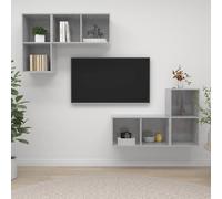 vidaXL Mobile TV a Parete 4 pz Grigio Cemento in Truciolato