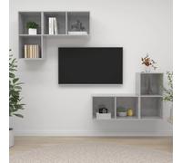 vidaXL Mobile TV a Parete 4 pz Grigio Cemento in Truciolato