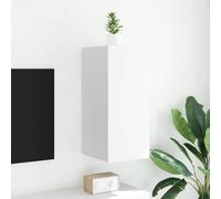 vidaXL Mobile TV a Parete con Luci LED Bianco 30,5x35x70 cm