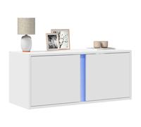 vidaXL Mobile TV a Parete con Luci LED Bianco 80x31x35 cm, Mobile TV sospeso a Parete, unità TV sospesa, unità TV montata a Parete, Mobile TV sospeso