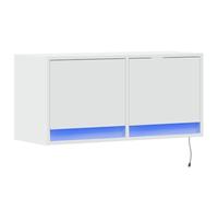 vidaXL Mobile TV a Parete con Luci LED Bianco 80x31x35 cm, Mobile TV sospeso a Parete, unità TV sospesa, unità TV montata a Parete, Mobile TV sospeso