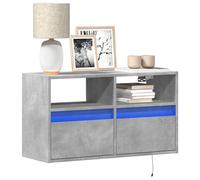vidaXL Mobile TV a Parete con Luci LED Grigio Cemento 80x31x45 cm, Mobile TV sospeso a Parete, unità TV sospesa, unità TV montata a Parete