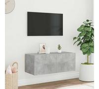 vidaXL Mobile TV a Parete con Luci LED Grigio Cemento 80x35x31 cm