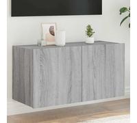 vidaXL Mobile TV a parete con luci LED Grigio Sonoma 80x35x41 cm