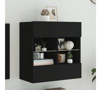 vidaXL Mobile TV a Parete con Luci LED Nero 58,5x30x60,5 cm