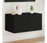 vidaXL Mobile TV a Parete con Luci LED Nero 60x35x31 cm