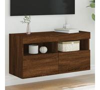 vidaXL Mobile TV a Parete con Luci LED Rovere Marrone 80x30x40 cm